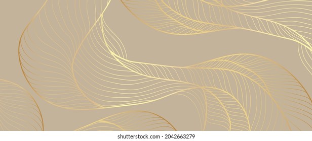 Golden lines pattern background. Luxury gold Line arts wallpaper. Design for cover, invitation background, packaging design, fabric and print. Vector illustration.