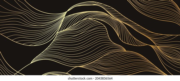 Golden lines pattern background. Luxury gold Line arts wallpaper. Design for cover, invitation background, packaging design, fabric and print. Vector illustration.