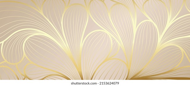 Golden lines pattern background. Luxury gold Line arts wallpaper. Design for cover, invitation background, packaging design, fabric and print. Vector illustration.