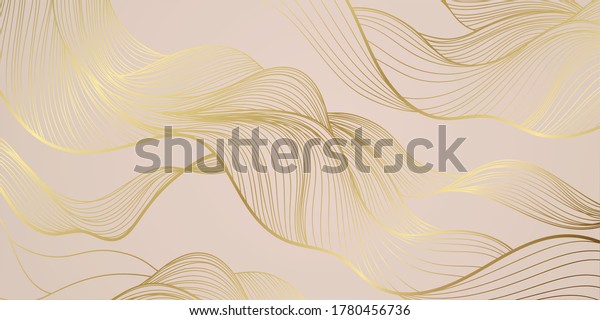 Golden lines pattern\
background. Luxury gold Line arts wallpaper. Design for cover,\
invitation background, packaging design, fabric and print. Vector\
illustration.