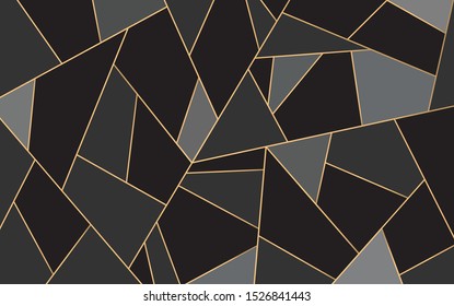 Golden lines pattern background. Mosaic gold and black texture. Luxury style. vector illustration.