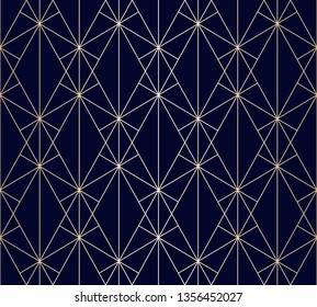 Golden lines pattern. Vector geometric linear seamless texture. Subtle ornament with delicate grid, lattice, net, triangles, rhombuses, thin lines. Abstract black and gold repeat graphic background
