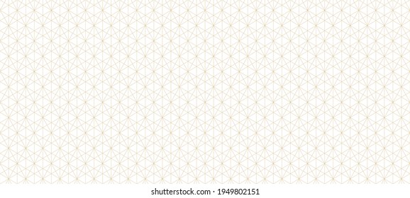 Golden lines pattern. Vector geometric seamless texture with delicate grid, thin lines, hexagons, triangles, diamonds. Abstract minimal gold background. Art deco style ornament. Subtle geo design