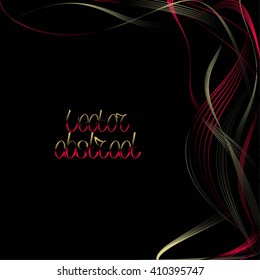 Golden Lines and Red Waves. Vector Illustration