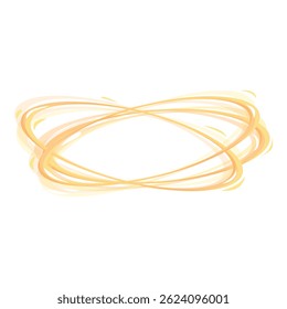 Golden lines are swirling and creating an abstract oval shape on a white background