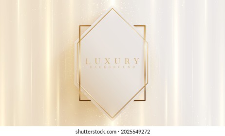 Golden lines triangular shape with sparkling lights, 3d style luxury background, vector illustration scene design.