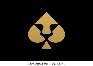 Golden Lion Ace Spade logo design template.