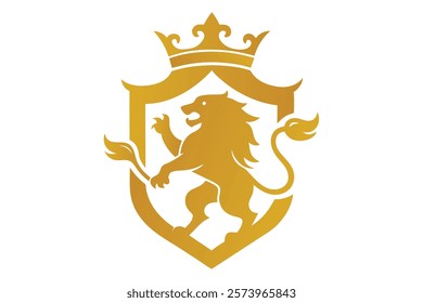 golden lion crest with regal elements