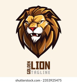 Golden Lion Emblem Art: Artistic portrayal of the golden lion emblem, combining the elements of illustration and vector graphic for sport and e-sport gaming teams.
