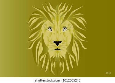 Golden lion face graphic design in 3D vector, Eps 10 vector