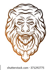 Golden Lion Head Door Knocker