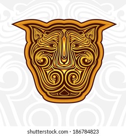 golden lion head label background