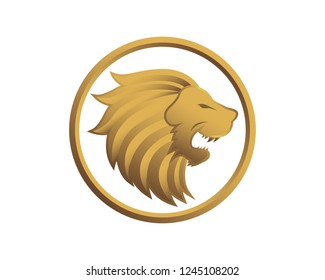 Golden Lion Head Logo