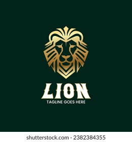 Golden Lion Head Logo, Gradient Lion Logo Design Template, Lion Logo 