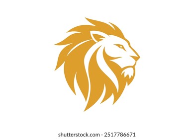 A golden lion head logo vector art illustration.