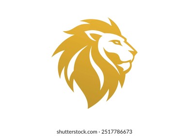 Um leão dourado cabeça logotipo vetor ilustração.