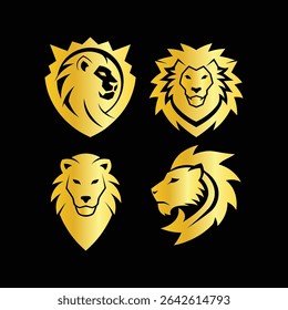 Golden Lion Head Logos and icon.