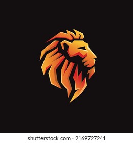 Golden Lion Head mascot vector illustration