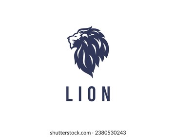 Golden Lion Head Savanna King Silhouette with Futuristic Structure logo design	