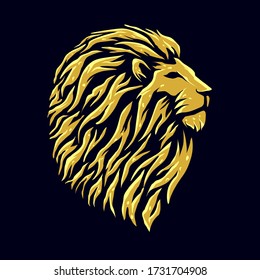 Golden lion head vector logo design