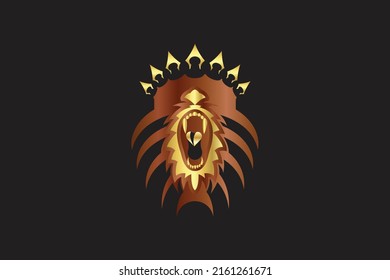 Golden lion king vector logo
