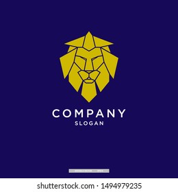golden lion shield vector logo design template. eps10