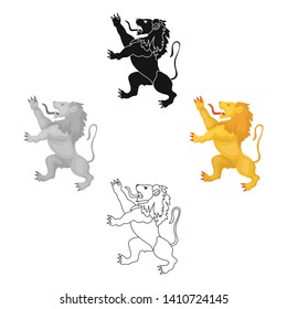 Golden lion symbol of belgium.The dark Belgian wolf. Belgium single icon in cartoon,black style vector symbol stock illustration.