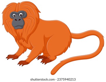 Golden lion tamarin cartoon isolated on white background. Vector illustration