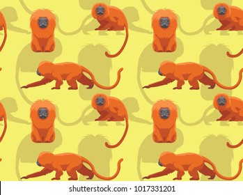 Golden Lion Tamarin Cartoon Seamless Wallpaper