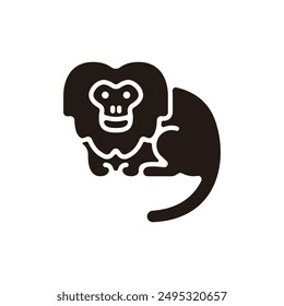 Golden lion tamarin icon. Flat silhouette version.