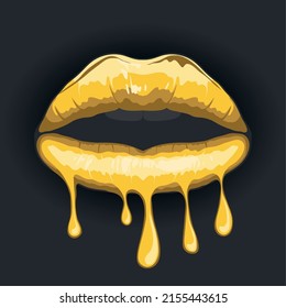 golden lips melting poster decoration