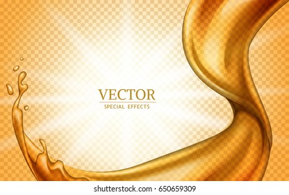 golden liquid flow, can be used as special effects, 3d illustration