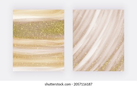Goldener flüssiger Marmor mit glänzender Textur