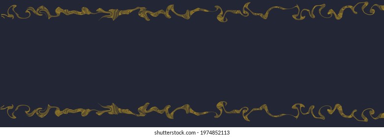 Golden liquid pattern on dark blue background Border vector illustration Abstract background Copy space