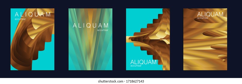 Golden Liquid Texture. Fluid Minimal Designs. Abstract Metal Vector Template. Classic Blue, Indigo and Gold Business Cosmic Background. Vintage Paper Gradient Texture. Light Stylish Luxury Flyer.