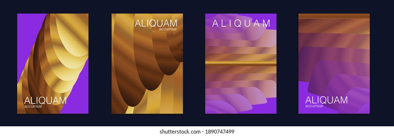 Golden Liquid Texture. Fluid Minimal Designs. Abstract Metal Vector Template. Proton Purple and Gold Business Cosmic Background. Vintage Paper Gradient Texture. Light Stylish Luxury Flyer.