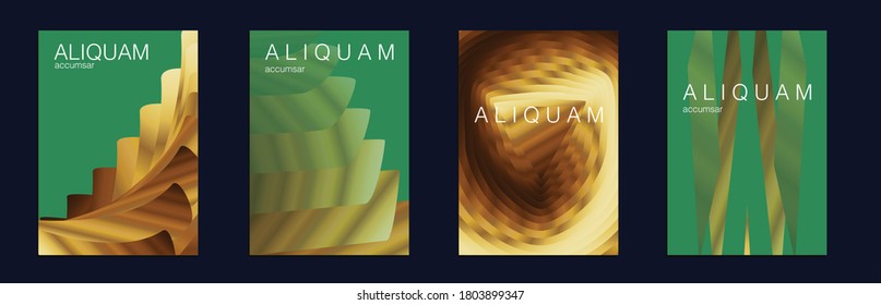 Golden Liquid Texture. Vintage Paper Gradient Texture. Light Stylish Luxury Flyer. Business Cosmic Background. Green, Aqua Menthe and Gold Fluid Minimal Designs. Abstract Metal Vector Template.