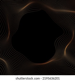 Golden liquid wavy lines abstract tech futuristic background. Vector luxury design