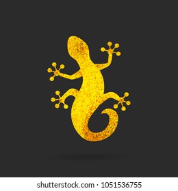 Golden lizard - sparkling Salamander logo - vector illustration on gray background