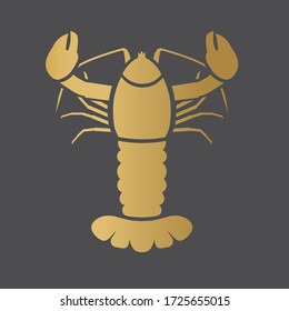golden lobster icon - vector illustration