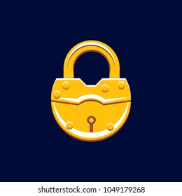 Golden lock illustration. Graphic elements. Concept design.