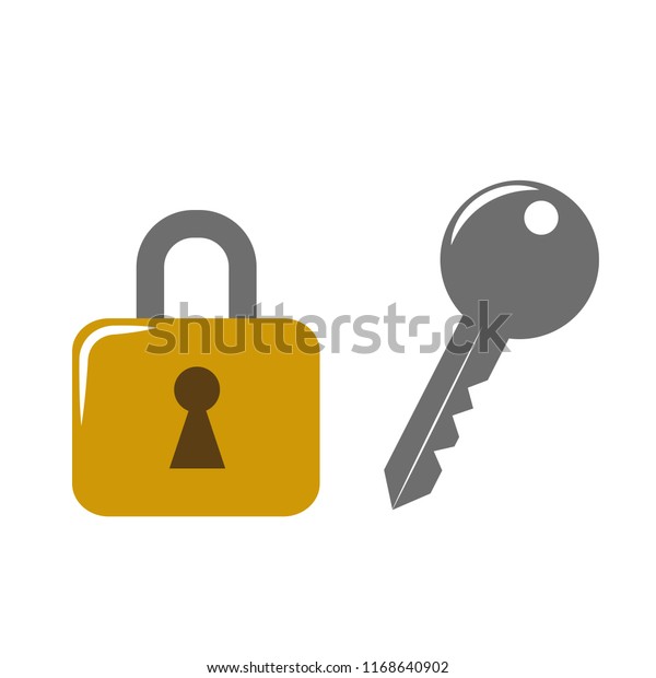 golden lock\
and key icon vector illustration\
EPS10