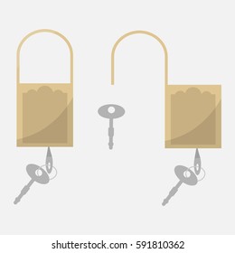 Golden lock and key.Vector illustration