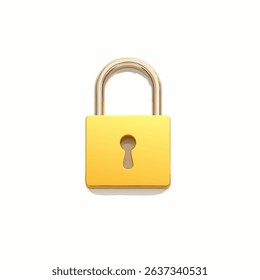 Golden lock on white background