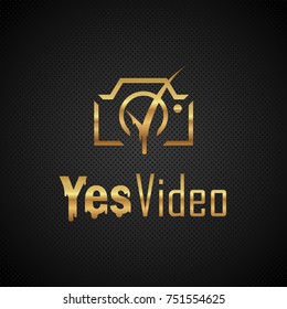 Golden logo of the camera with a tick in the lens with the inscription Yes video