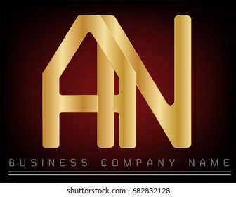 Golden A Logo designs template, Vector illustration. Abstract vector logo in a metal gold color style
