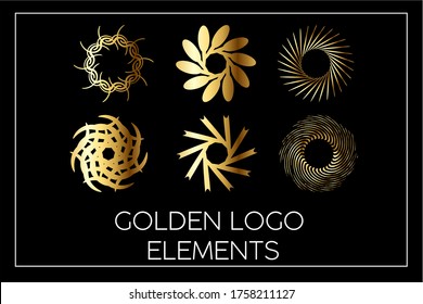 GOLDEN LOGO ELEMENTS Paquete de oro Modern Universal abstracto de símbolos geométricos, líneas y elementos de diseño para logotipos, diseños y para muchos más.