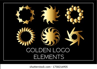 GOLDEN LOGO ELEMENTS Package of Gold Modern Universal abstract geometric symbols, line and design elements for logos, designs and for may more.