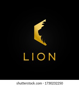 Golden logo with part of oktagon and lion shape