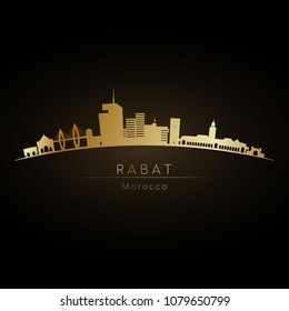 Golden logo Rabat skyline. Vector silhouette illustration